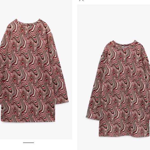 ZARA multicoloured jacquard long sleeve round neck mini dress Sz S NWT - Picture 3 of 9